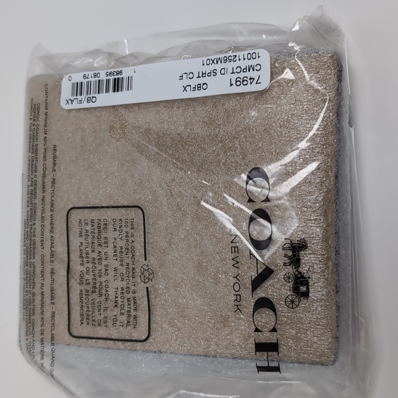 Coach 74991 Men's Compact ID Calf Bifold Wallet Gunmetal/Flax - Picture 2 of 12